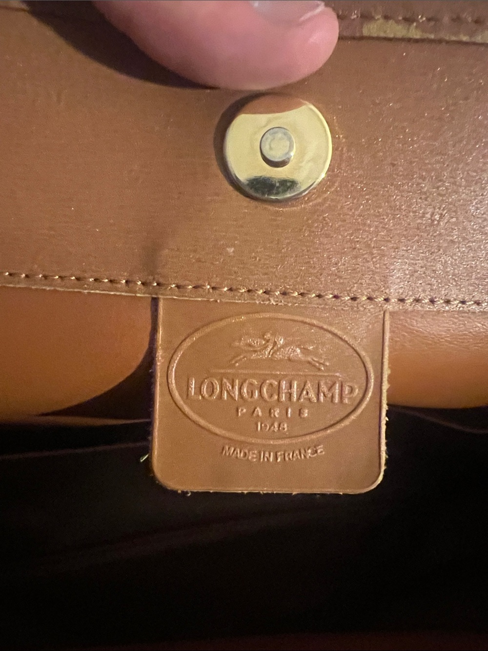 Longchamp Brown Leather Shoulder Tote - Timeless Everyday Bag - Picture 14 of 16